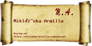Miklóska Armilla névjegykártya